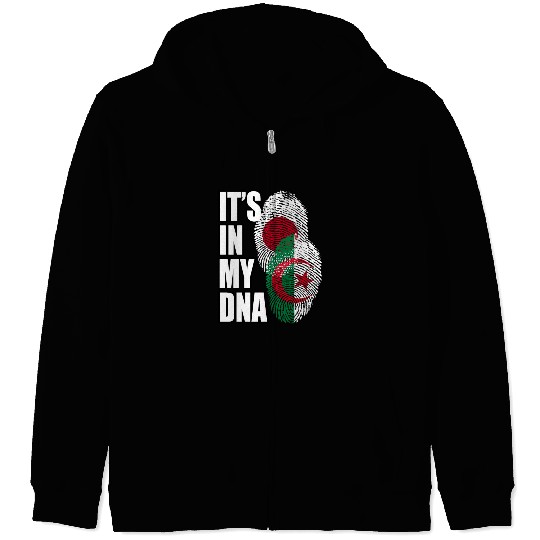 Japanese And Algerian Mix Dna Flag Heritage Zip Hoodies