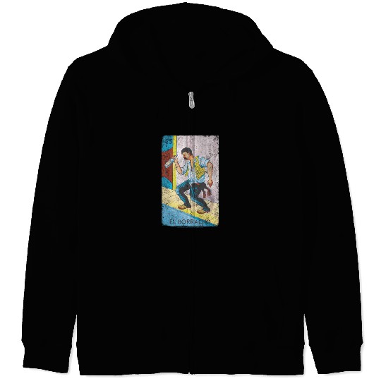 Loteria El Borracho Colorful Tarot Card Zip Hoodies