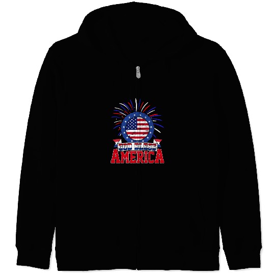 God Bless America Independence Day USA Patriot Zip Hoodies