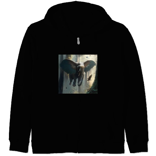 The flying elephant  D83D DC18 Zip Hoodies
