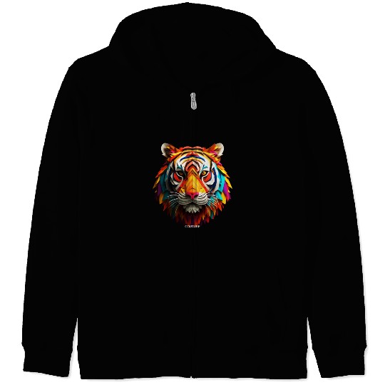origami tiger Zip Hoodies