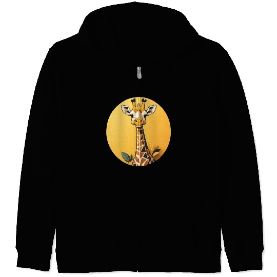 Smiling Giraffe in the Savanna Zip Hoodies
