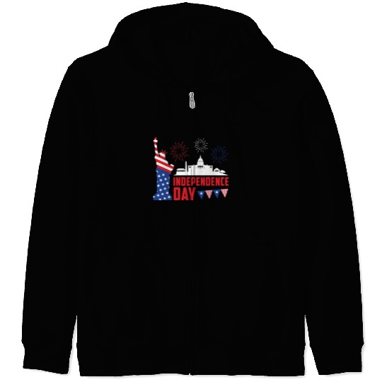 Independence Day Statue of Loverty America Party Zip Hoodies