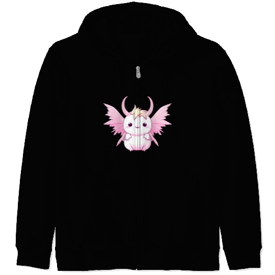 Axolotl Angel & Devil - Design with Horns and Wing Zip Hoodies