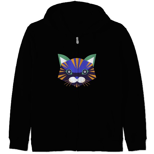Colorful Cat Face Zip Hoodies