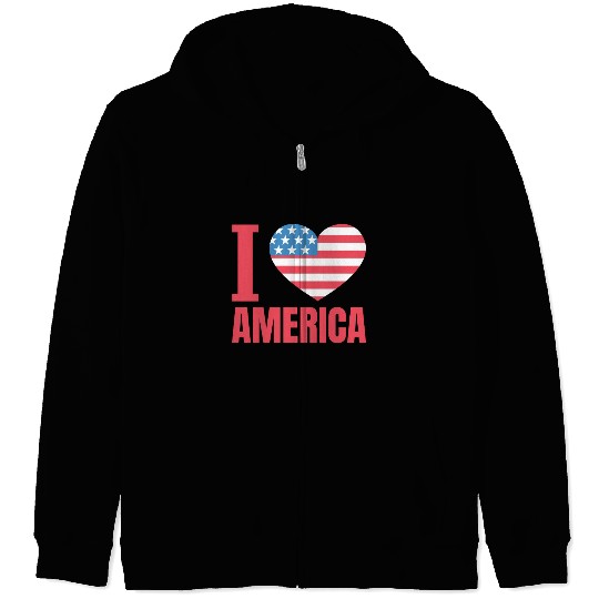 I Love America Zip Hoodies