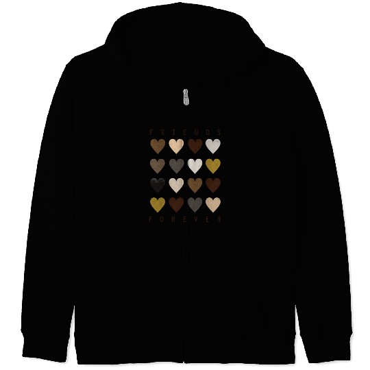 Cute Friends Forever Watercolor Patterned Hearts Zip Hoodies