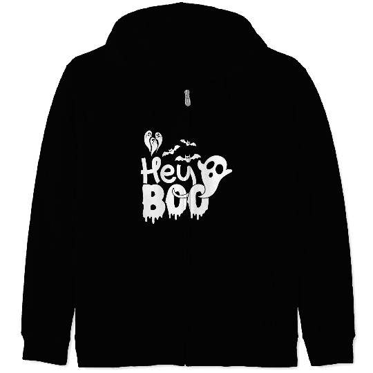 Hey Booo Spooky Ghost Zip Hoodies