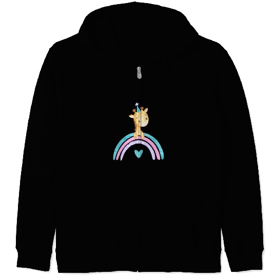Cute Colorful Giraffe Zip Hoodies