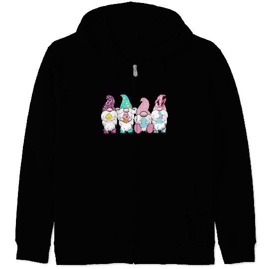 4 Easter Gnomes Pastel Spring Bunny Ears Gingham R Zip Hoodies
