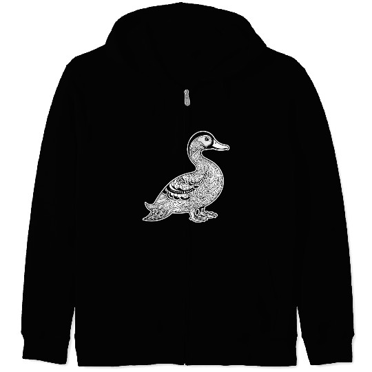 Duck Bird Nature Pond Zip Hoodies