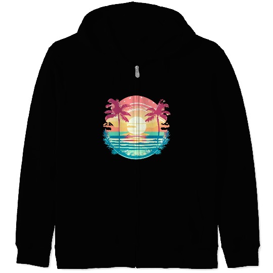 Tropical Serenity Sunset Zip Hoodies