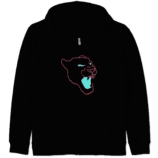 Neon Panther Graphic Illustration hipster yellow Zip Hoodies