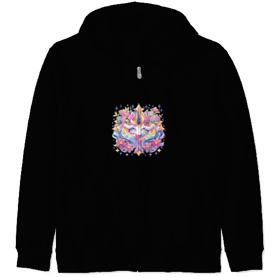 Flowers Unicorn Unicorn Flowers Fable Mystery Zip Hoodies