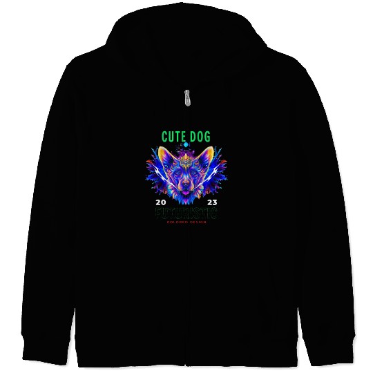 Cute Futuristic Dog AI Zip Hoodies
