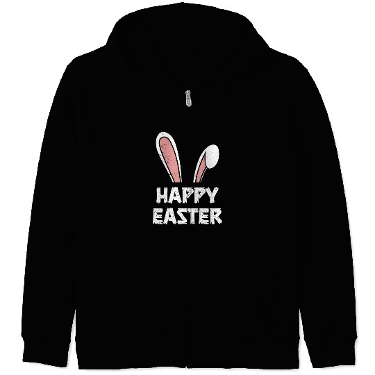 Happy Easter Bunny Rabbit Ears Zip Hoodies