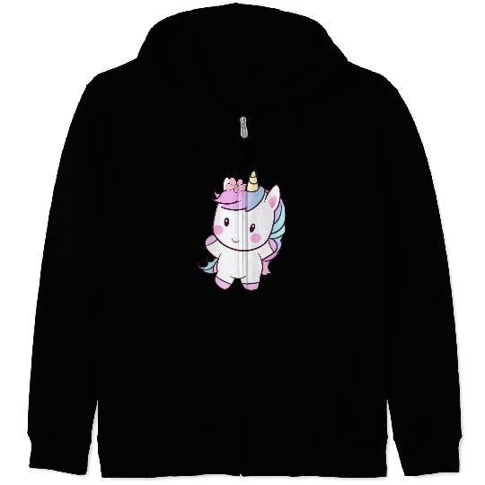 Cute Dancing Unicorn, Joyful Fantasy Design Zip Hoodies