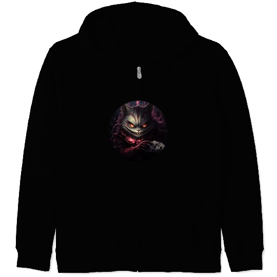 Cheshire Cat Playing Cards Zip Hoodies