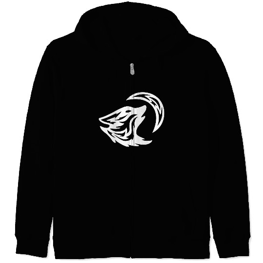 Tribal White Howling Wolf Tattoo 70s Zip Hoodies