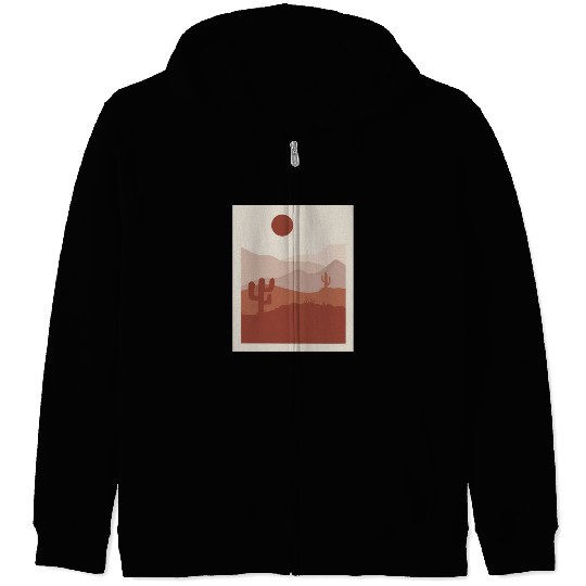 desert sand and sun orange and gray Zip Hoodies