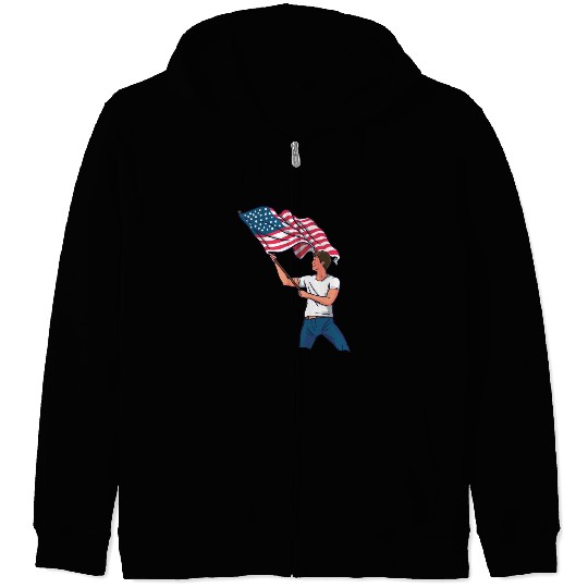 Waving Usa Flag Zip Hoodies