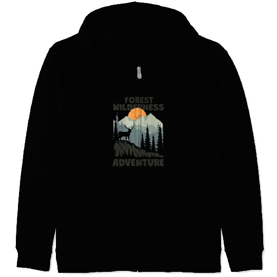 forest wilderness adventure deer mountain Zip Hoodies