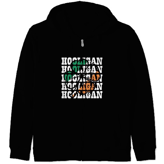 Hooligan Irish Flag Clover Leaf Zip Hoodies