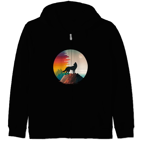 LGBTQIA+ Majestic wolf on the mountain top Zip Hoodies