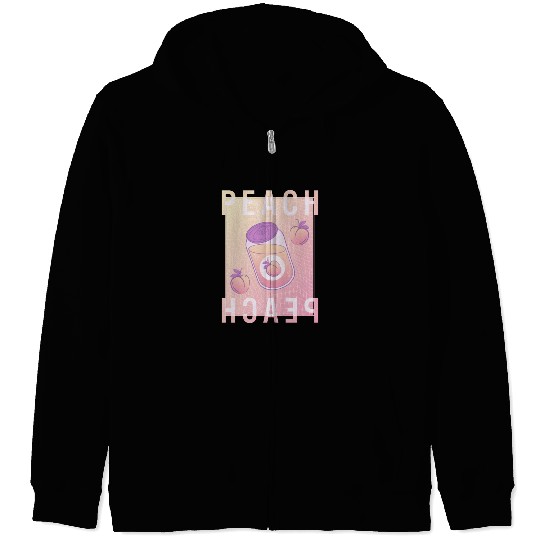 Peach Zip Hoodies, Peach Soda Vaporwave Pastel Zip Hoodies,