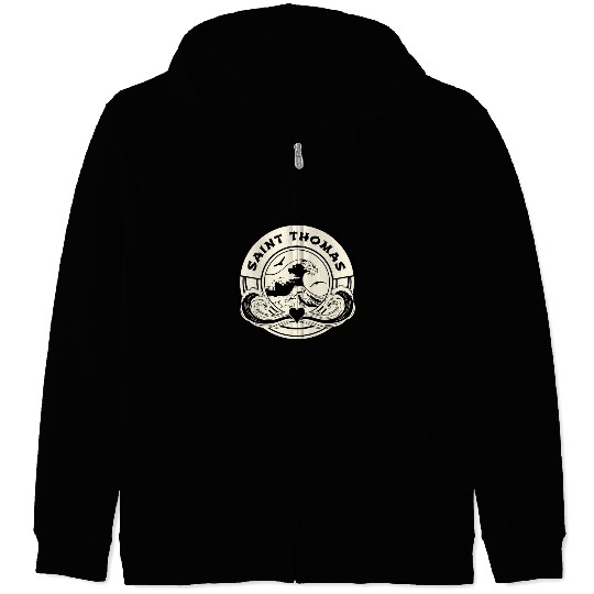 St Thomas Caribbean Sea Japanese Style Waves Zip Hoodies