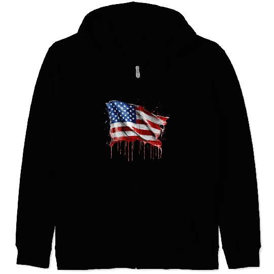 American Flag v2 Zip Hoodies