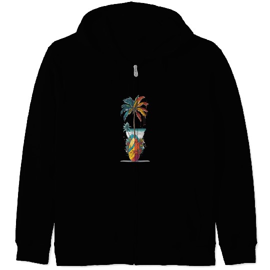 Surfboard beach island Zip Hoodies