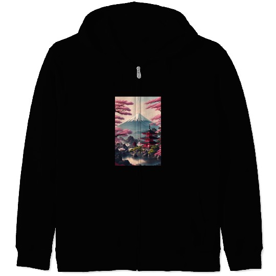 Asia Landscape Serene Mount Fuji Zip Hoodies