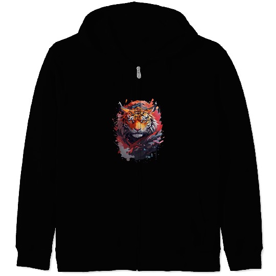 Nordic Ninja Tiger: A Blend of Strength Zip Hoodies