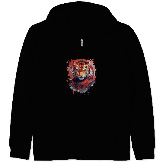 Ninja Tiger Print Zip Hoodies