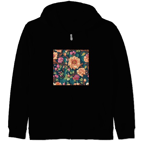 Colorful Floral Pattern Zip Hoodies