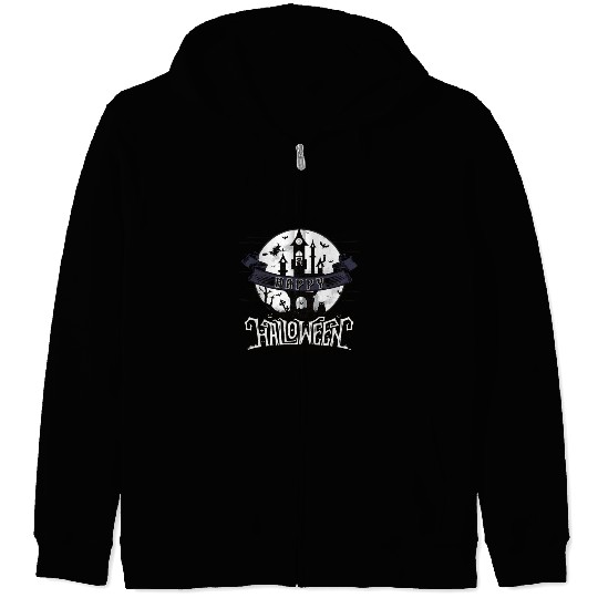 Haunted Castle: Embrace the Halloween Night Zip Hoodies
