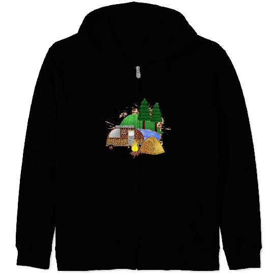 Camping car adventure mountain landscape journey Zip Hoodies