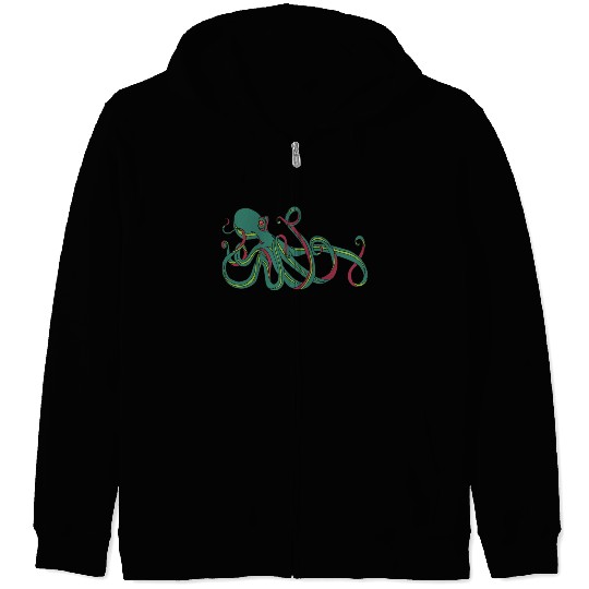 Green Octopus Zip Hoodies