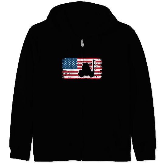 Forklift Driver Usa Flag Zip Hoodies