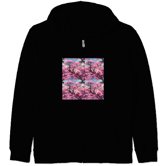 Anime Euphoria: Fantasy Cherry Blossom Dreamscape Zip Hoodies