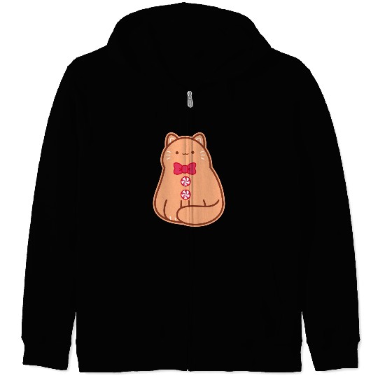 Gingerbread Cat Zip Hoodies
