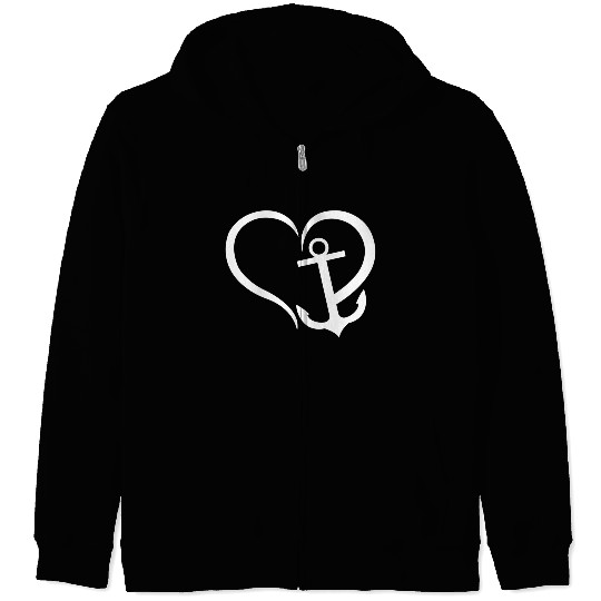 Preppy Nautical Anchor For Sailors Boaters Zip Hoodies