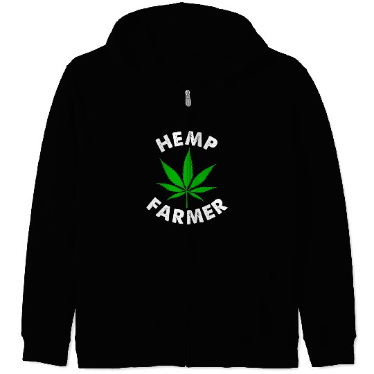 Hemp Farmer Green Leaf Zip Hoodies