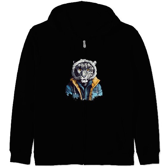 Street Style Snow Leopard | Leopard Lovers Zip Hoodies
