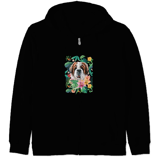 Tropical Saint Bernard Zip Hoodies
