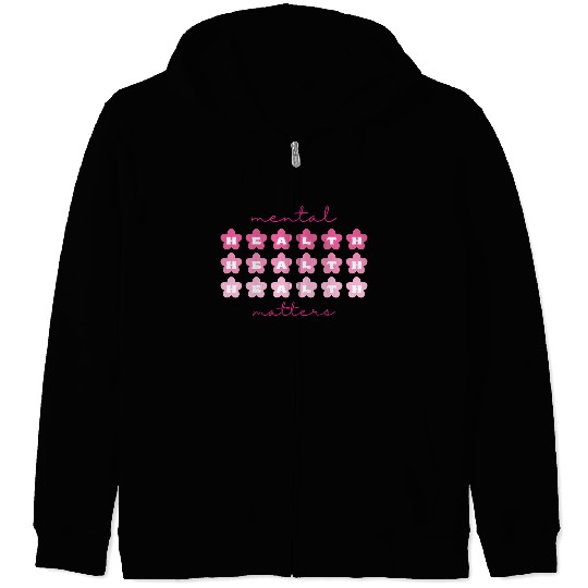 Mental Health Matters RetroFlowers Barbiecore Pink Zip Hoodies