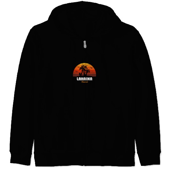 Retro Lahaina Maui Hawaii Sunset Cool Vintage Zip Hoodies