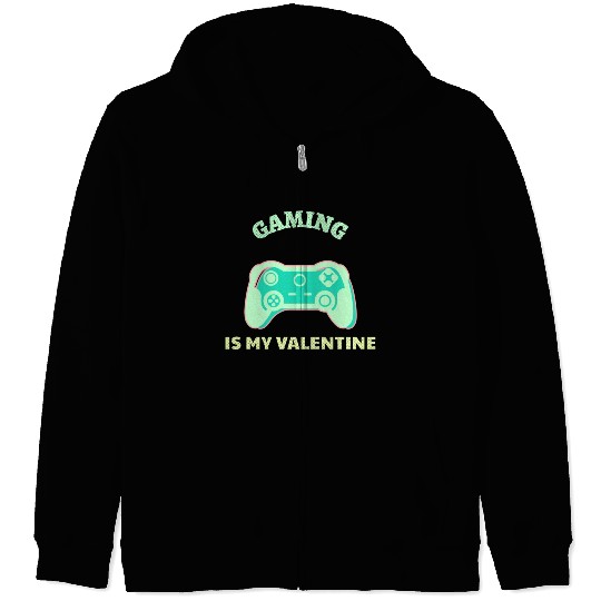 Gaming Is My Valentine Light Green Zip Hoodies