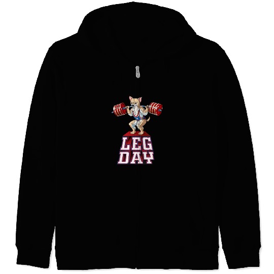 Leg Day Chihuahua Weight Lifting Squat Gym Zip Hoodies